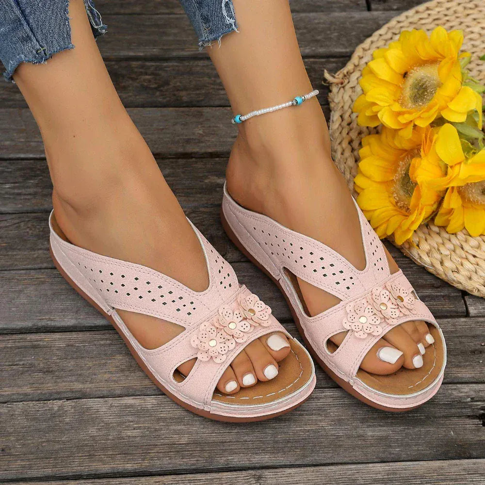 Claquettes Vintage À Semelles Orthopédiques Pour Femmes - Bleu ciel / 38
