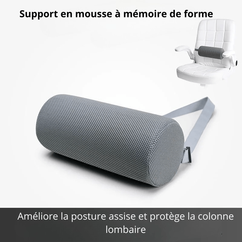 Coussin Orthopédique Lombaire Avec Sangle Élastique - Noir