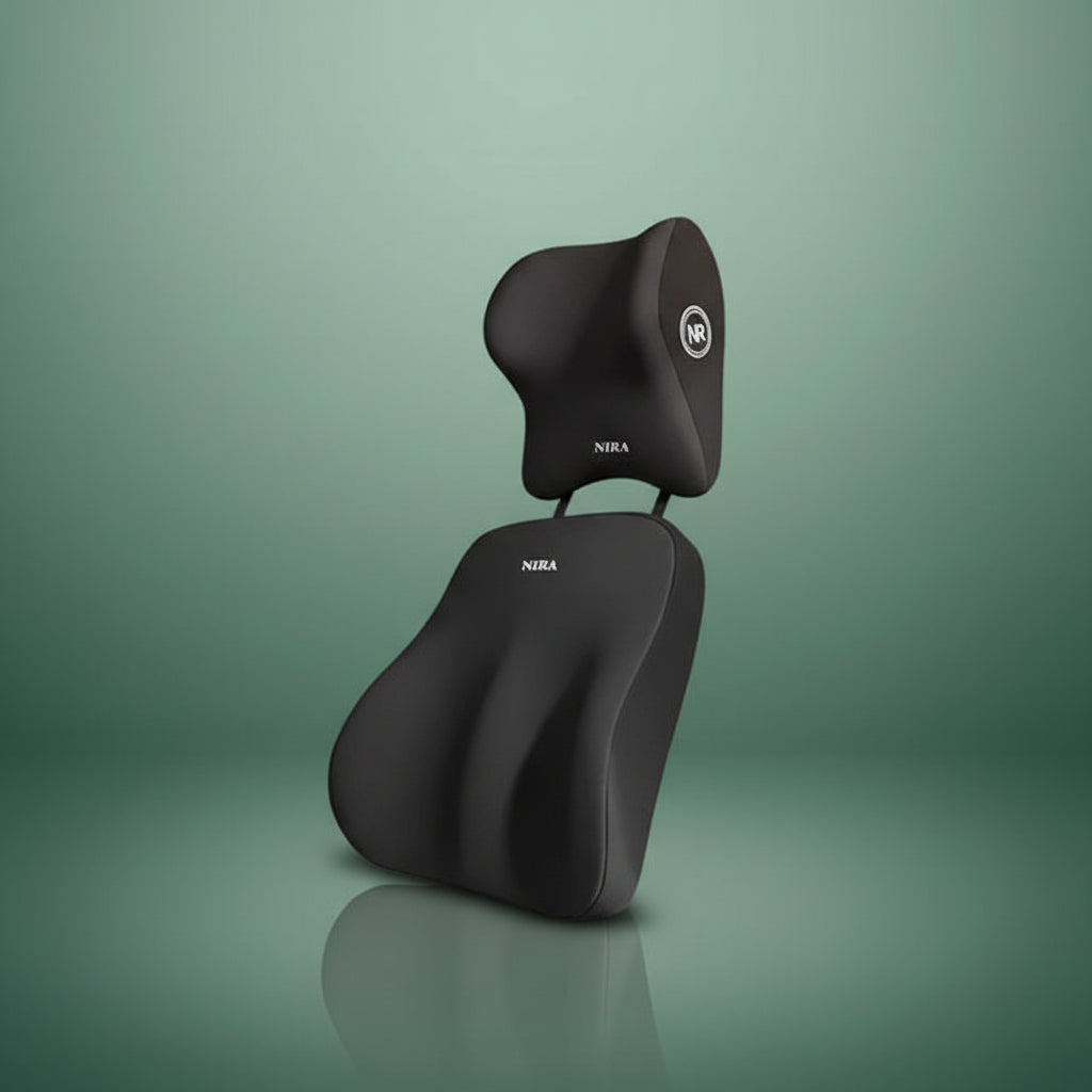 Coussin Orthopédique Lombaire Deux Pièces Pour Voiture - Noir