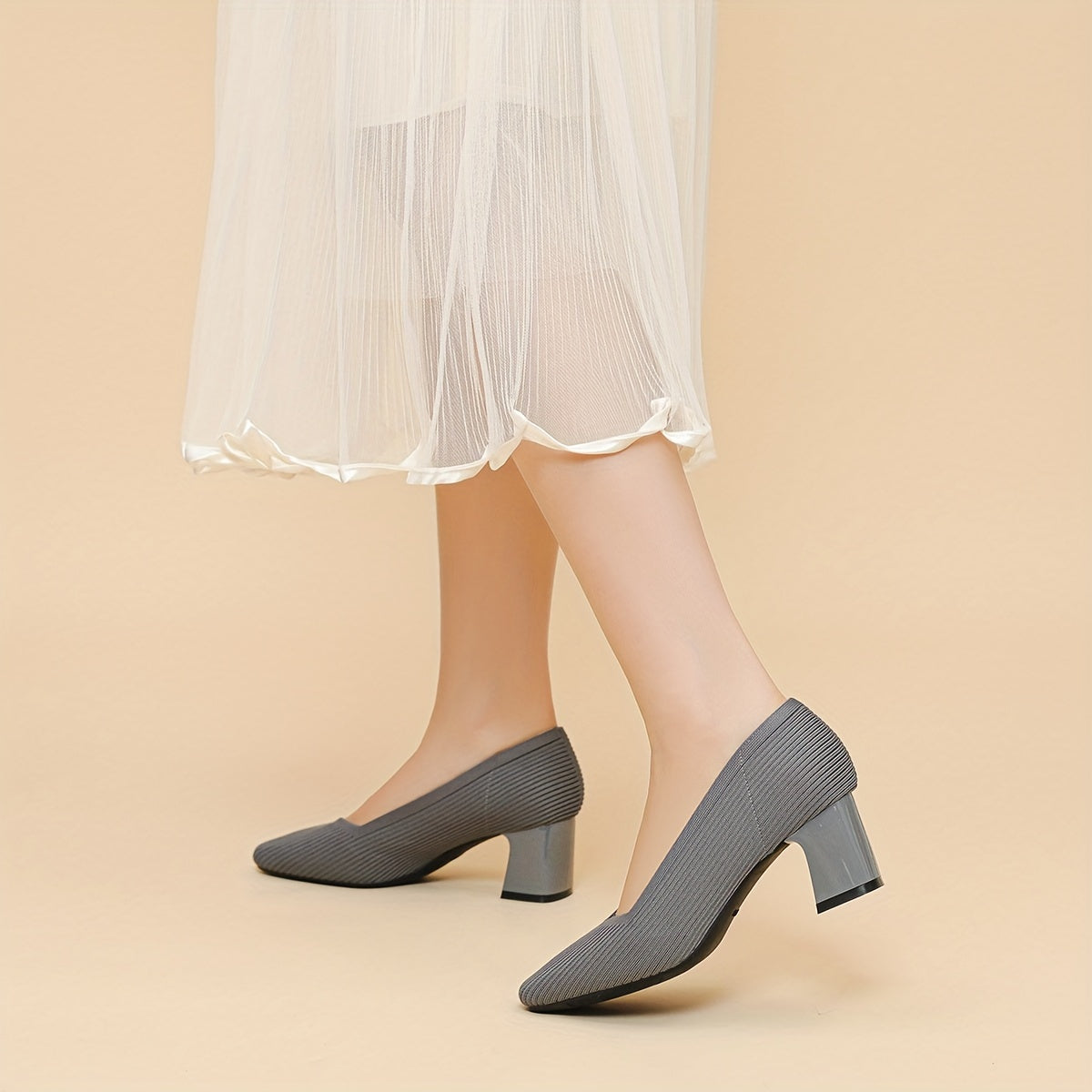 Marie™ – Escarpins confortables à talon stable pour un maintien sans douleur - Abricot Noir / 43