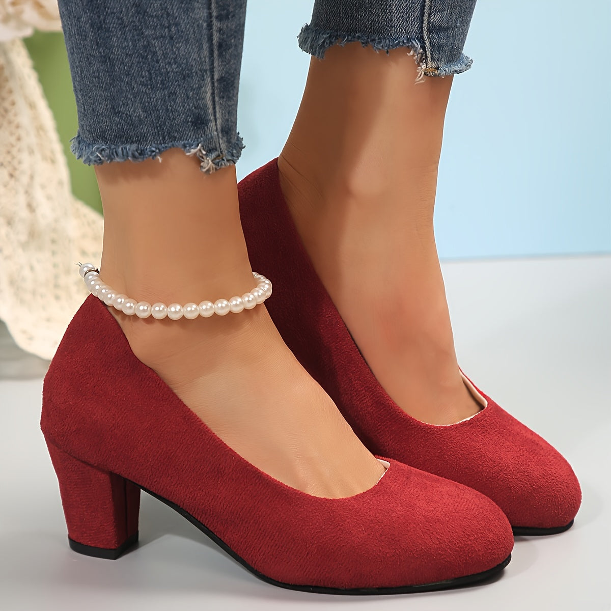 Laure™ – Escarpins à bout large et talon stable pour un confort sans douleur - Rouge / 42