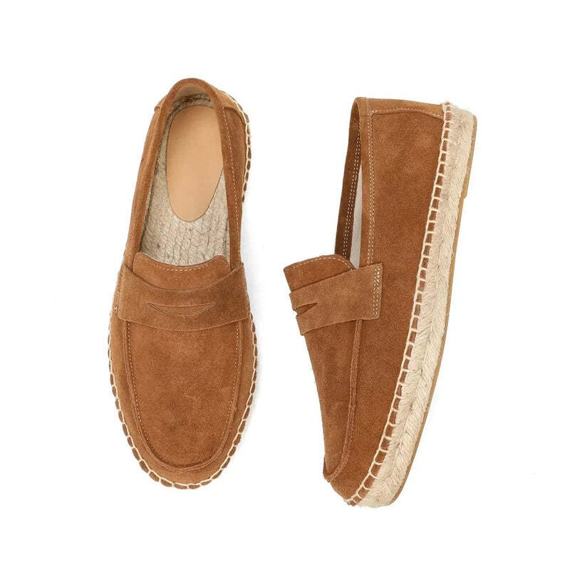 Espadrilles homme en cuir brossé - 42 / Black