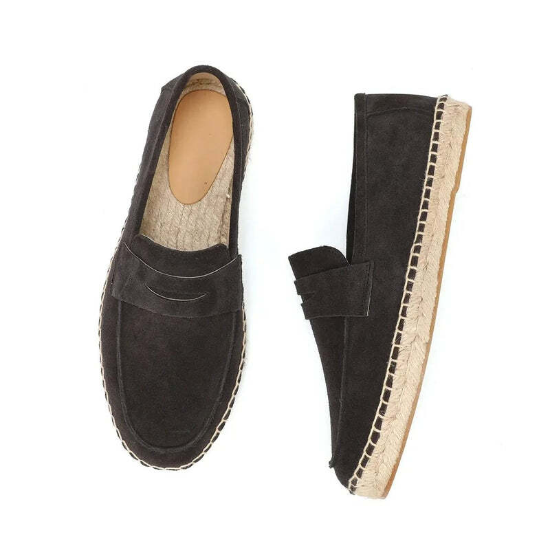 Espadrilles homme en cuir brossé - 42 / Wheat