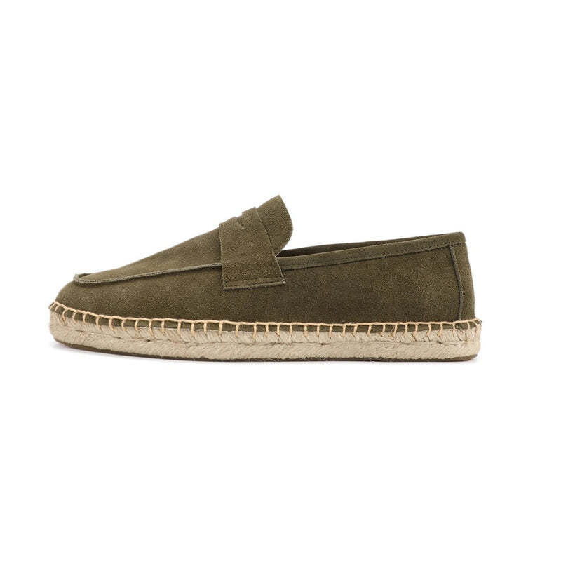 Espadrilles homme en cuir brossé - 44 / Green