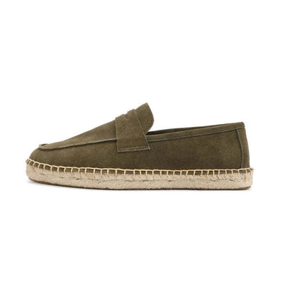 Espadrilles homme en cuir brossé - 44 / Green