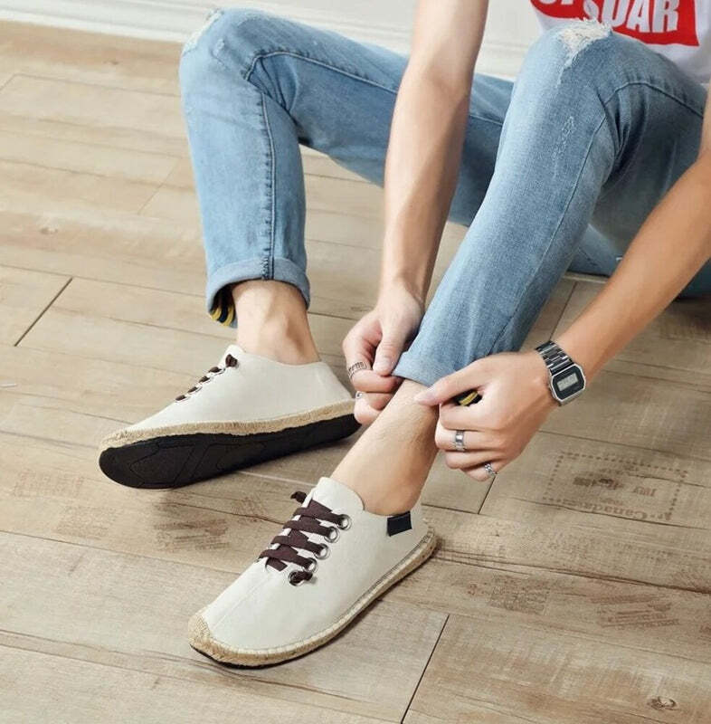 Espadrilles pour homme avec lacets - 39 / Blanc