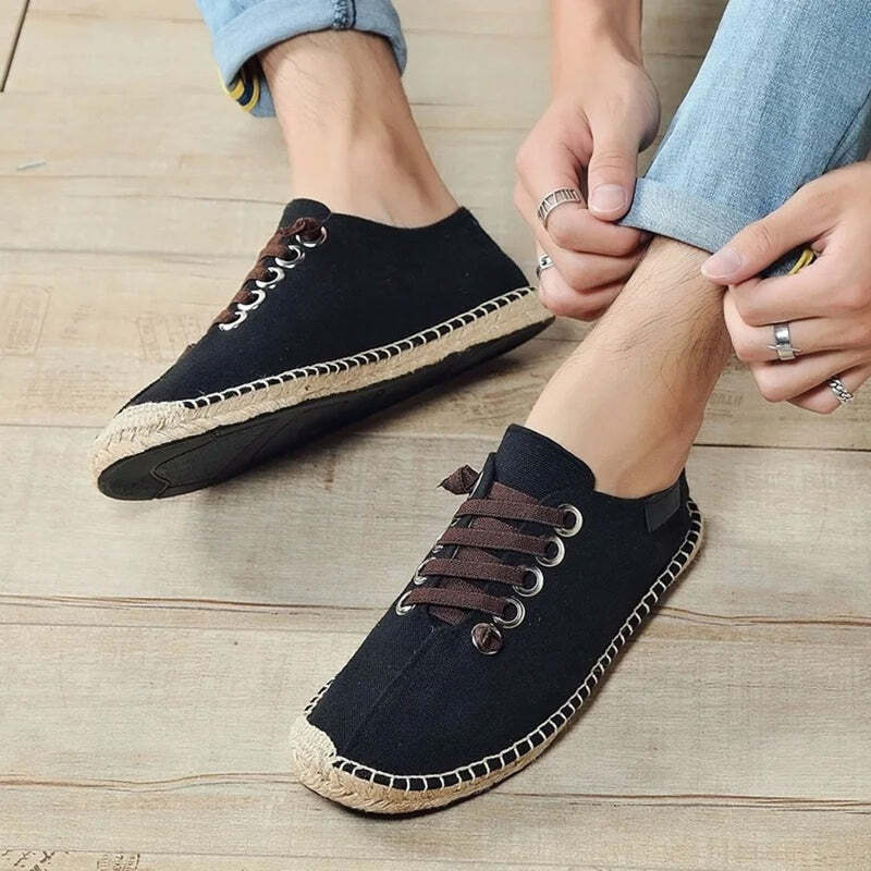 Espadrilles pour homme avec lacets - 39 / Black