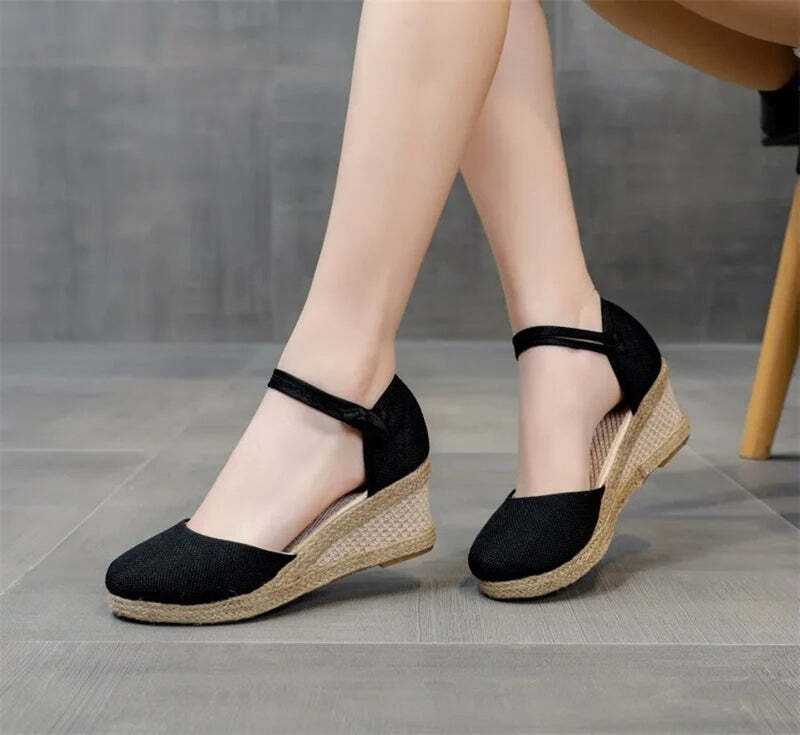 Espadrille type sandale femme - 35 / Black