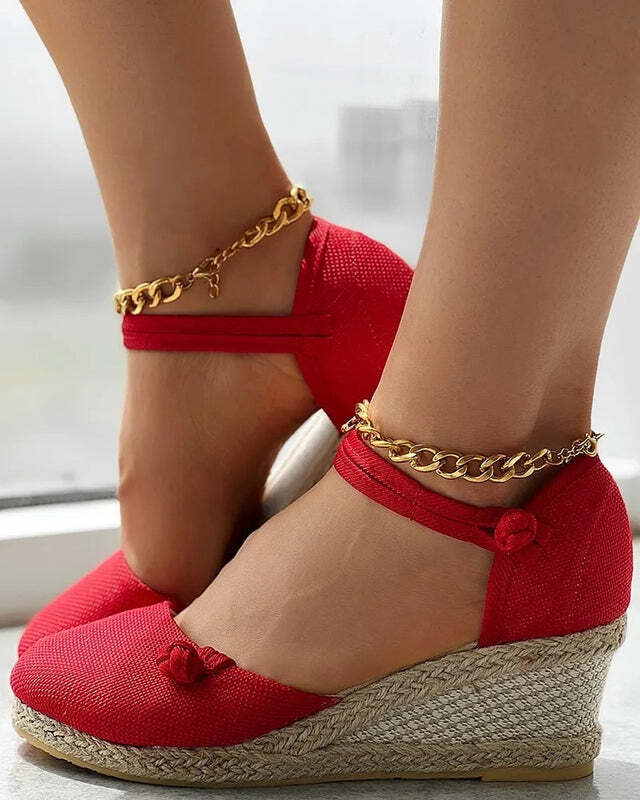 Espadrilles compensées femme - 34 / Red