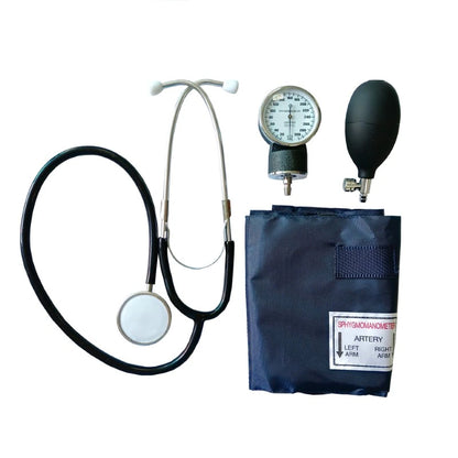 Manual arm blood pressure monitor, aneroid stethoscope