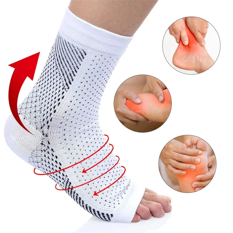 Lot De Deux Chaussettes Orthopédiques Femme Avec Maintien Par Compression - Blanc chair / S-M