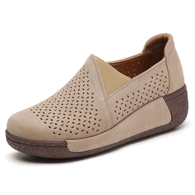 Mocassin Orthopédique Femme Ajouré et Élégant - Gris / 37