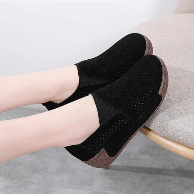 Mocassin Orthopédique Femme Ajouré et Élégant - Gris foncé / 40