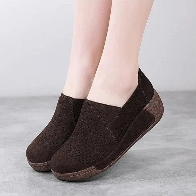 Mocassin Orthopédique Femme Ajouré et Élégant - Gris foncé / 41