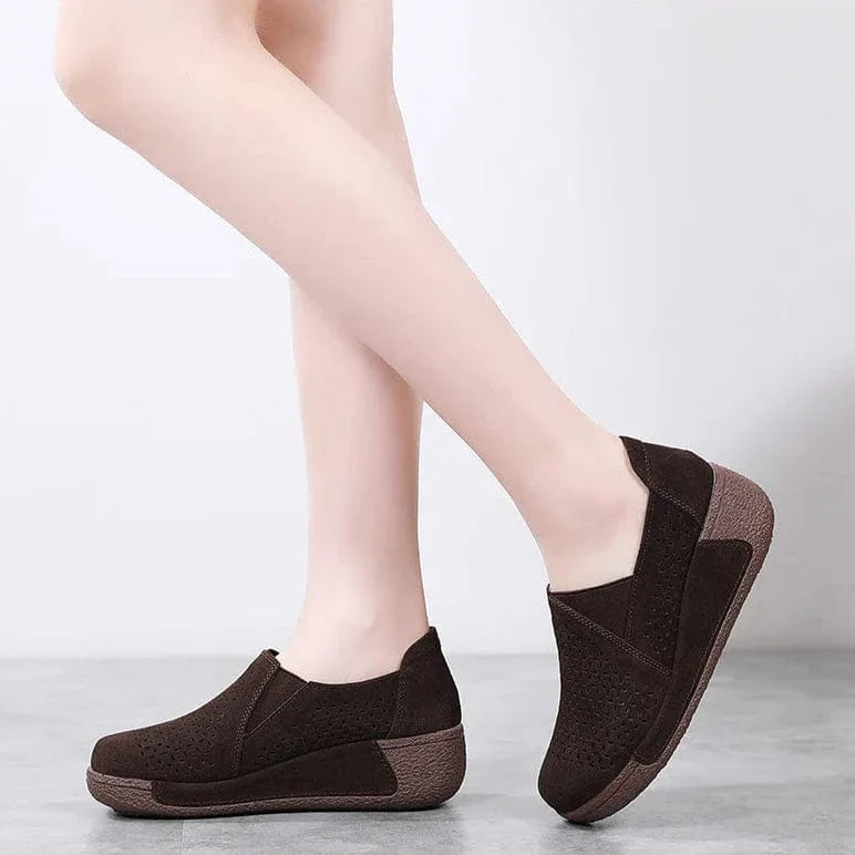 Mocassin Orthopédique Femme Ajouré et Élégant - Gris foncé / 42