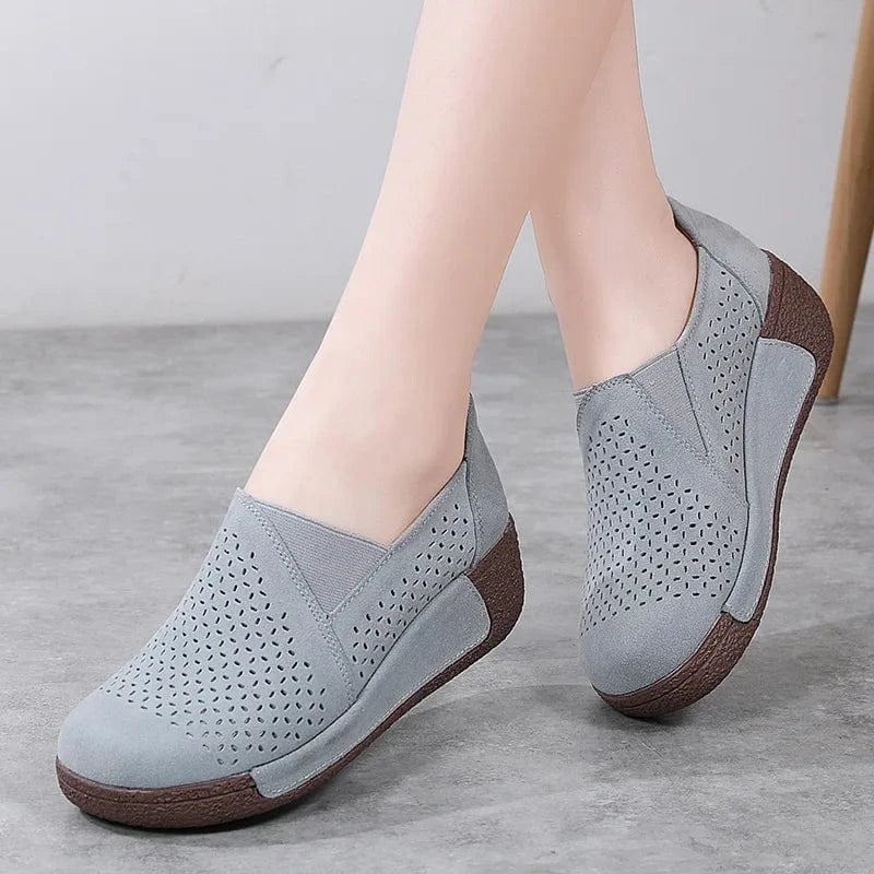 Mocassin Orthopédique Femme Ajouré et Élégant - Gris foncé / 37