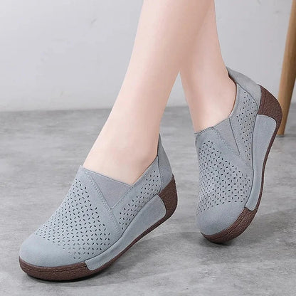 Mocassin Orthopédique Femme Ajouré et Élégant - Gris foncé / 37