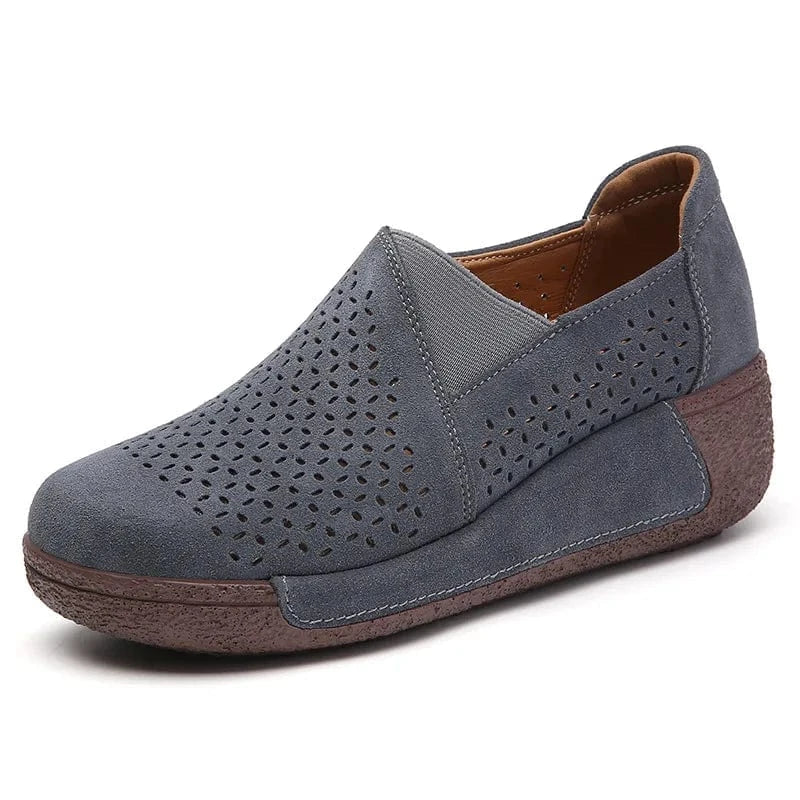 Mocassin Orthopédique Femme Ajouré et Élégant - Gris / 35