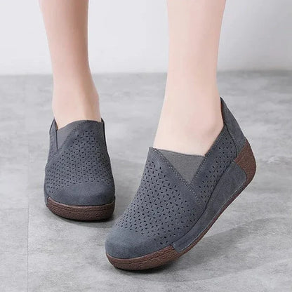 Mocassin Orthopédique Femme Ajouré et Élégant - Gris foncé / 35