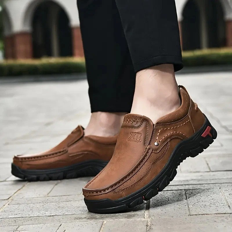 Mocassins homme en cuir marron orthopédiques - 39 / Chocolate