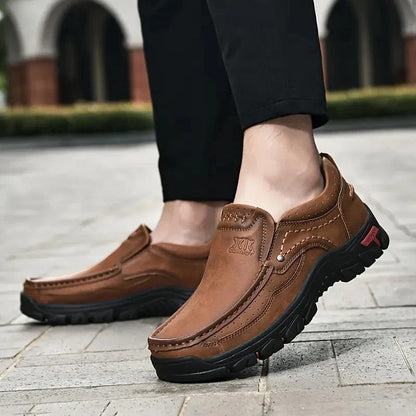 Mocassins homme en cuir marron orthopédiques - 39 / Chocolate