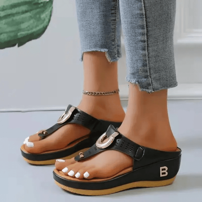 SANDALES ORTHOPÉDIQUES COMPENSÉES CONFORTABLES POUR FEMME - Confort Orthopédique