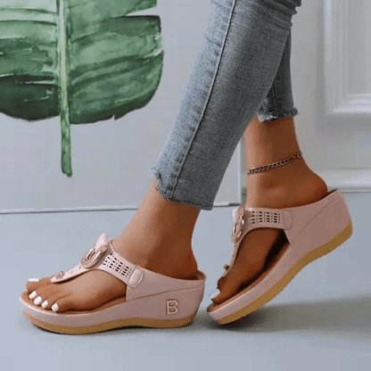 SANDALES ORTHOPÉDIQUES COMPENSÉES CONFORTABLES POUR FEMME - Confort Orthopédique