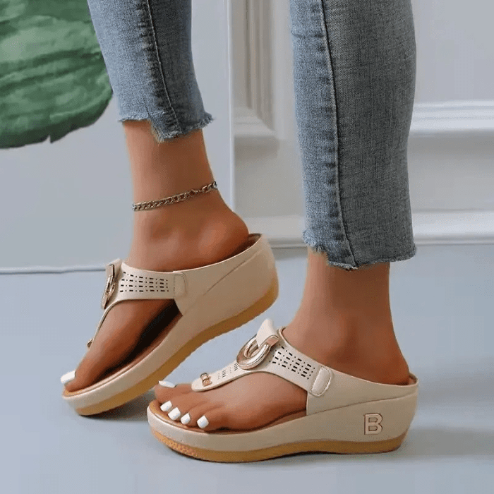 SANDALES ORTHOPÉDIQUES COMPENSÉES CONFORTABLES POUR FEMME - Confort Orthopédique