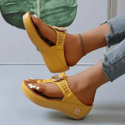 SANDALES ORTHOPÉDIQUES COMPENSÉES CONFORTABLES POUR FEMME - Confort Orthopédique