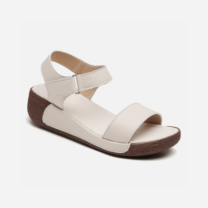SANDALES ORTHOPÉDIQUES COMPENSÉES CONFORTABLES EN CUIR POUR FEMME - Confort Orthopédique