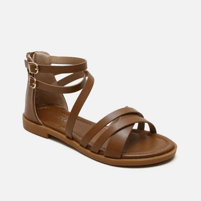SANDALES ORTHOPÉDIQUES PLATES EN CUIR FEMME - Confort Orthopédique