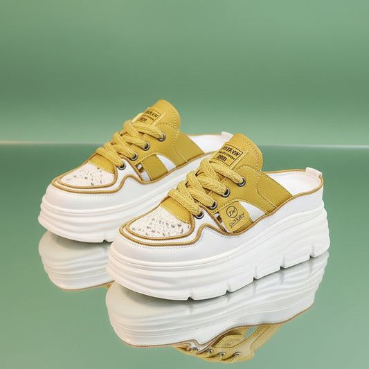 Chaussures respirantes légères à semelles épaisses et perforées pour femmes - Confort Orthopédique