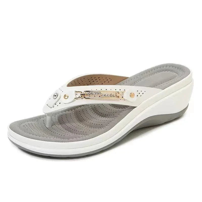 Tong Orthopédique Femme Compensée Et Durable - Blanc / 37