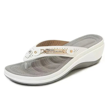 Tong Orthopédique Femme Compensée Et Durable - Blanc / 37