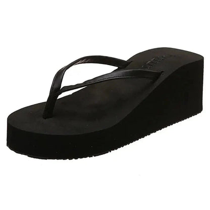 Tong Orthopédique Femme Compensée Style Plateforme - Noir / 40