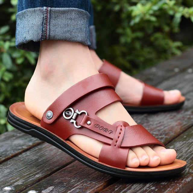 Open toe leather sandals for men - Spillo