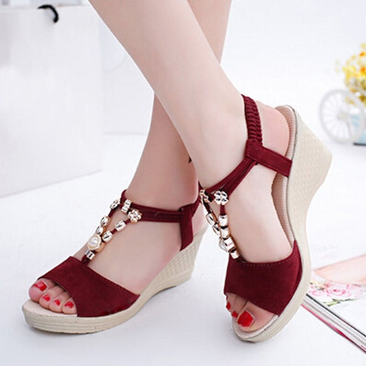 Wedge sandals with rhinestones for Women - Sabitas