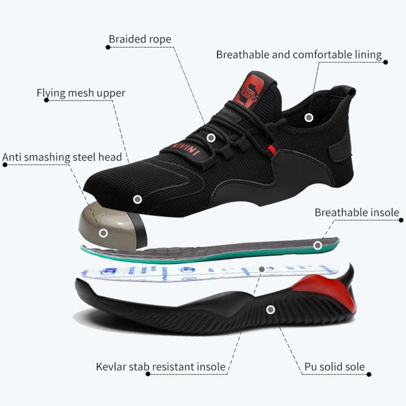Chaussures de sécurité Anti-écrasement et anti-crevaison pour hommes - Bravo Confort Orthopédique