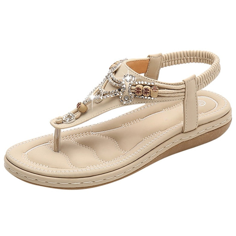 Flat orthopedic sandals with crystal beads for women Cristalys