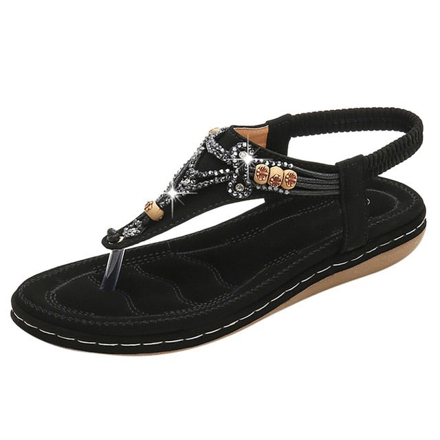 Flat orthopedic sandals with crystal beads for women Cristalys