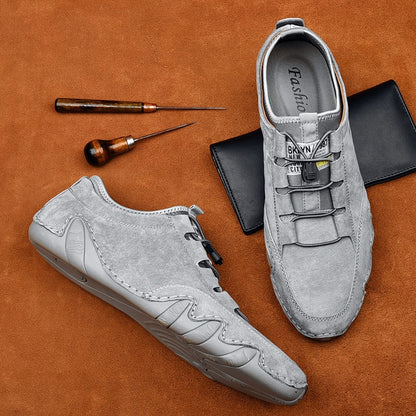 Men's Casual Leather Trainers - Mordaly