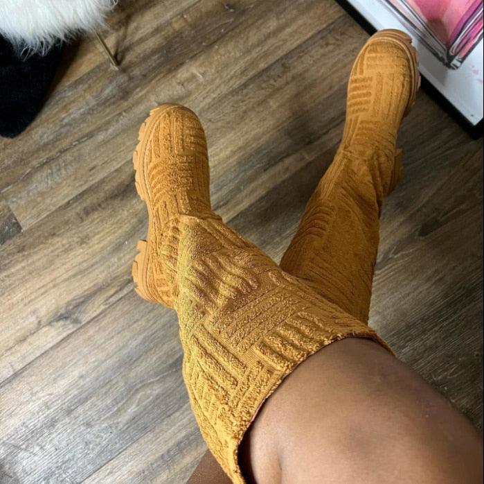Bottes à plateforme tricotées pour l'hiver Confort Orthopédique