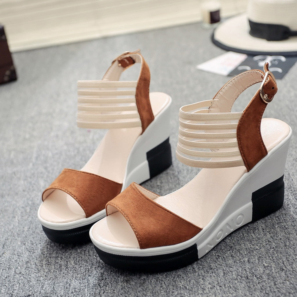 Women's high-heeled wedge sandals - Priz