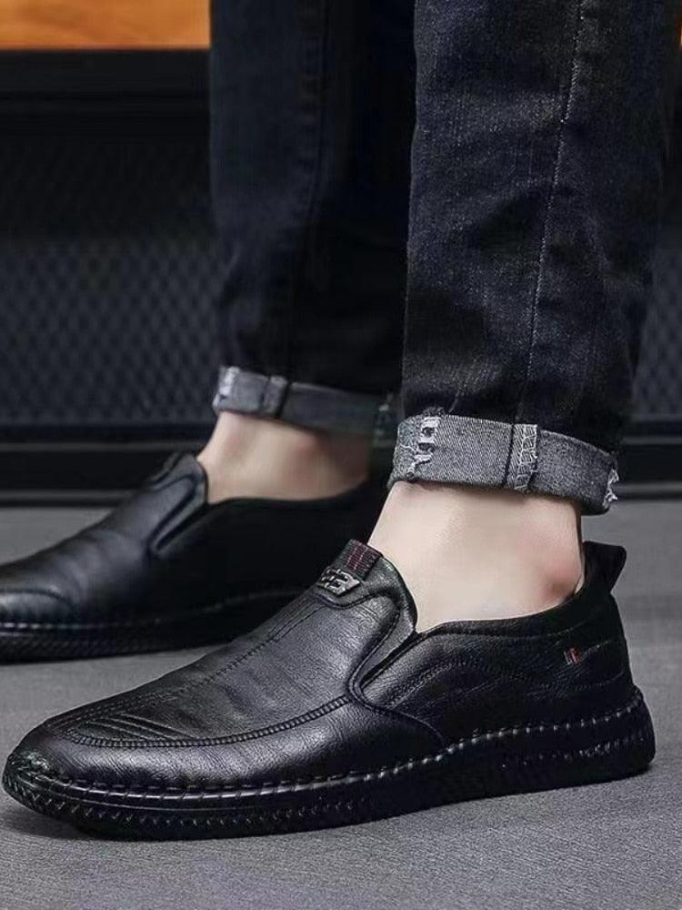 Mocassins en cuir à enfiler pour hommes - Sergy Confort Orthopédique