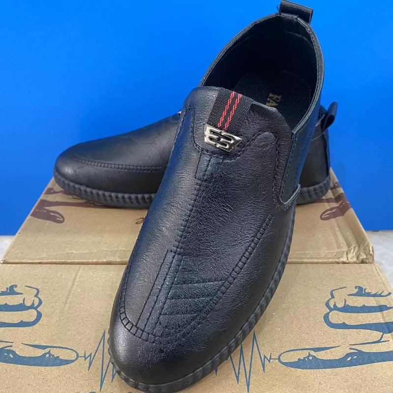 Mocassins en cuir à enfiler pour hommes - Sergy Confort Orthopédique