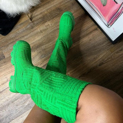 Bottes à plateforme tricotées pour l'hiver Confort Orthopédique