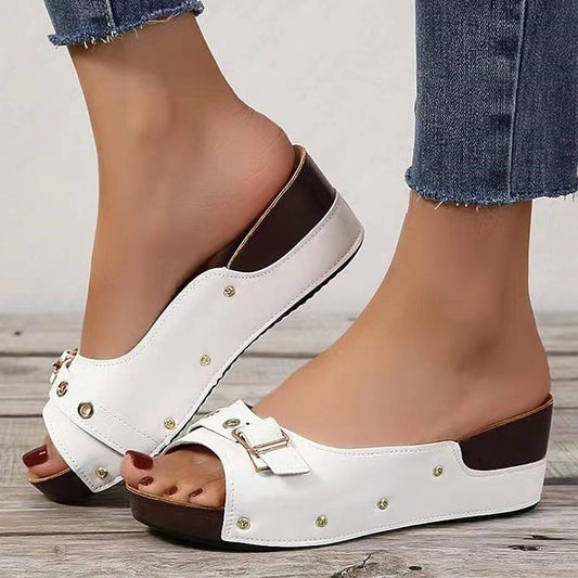 Women's Slip-On Wedge Sandals - gazonna