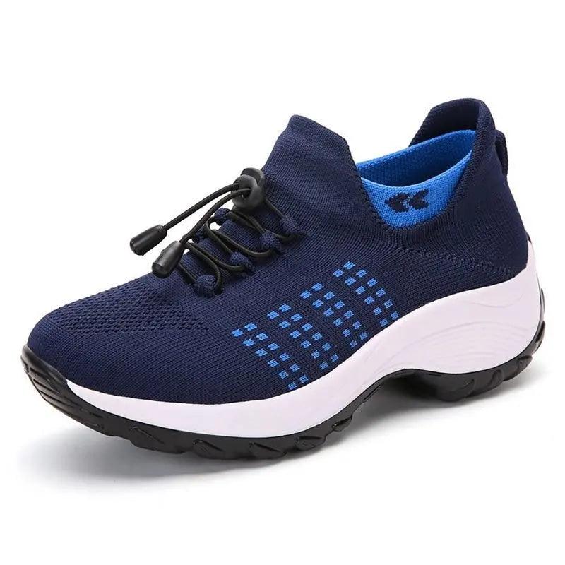 Baskets Femme Confort Large - Chaussures De Marche En Cuir Souple - Semelle Orthopédique - Légeres Et Respirantes